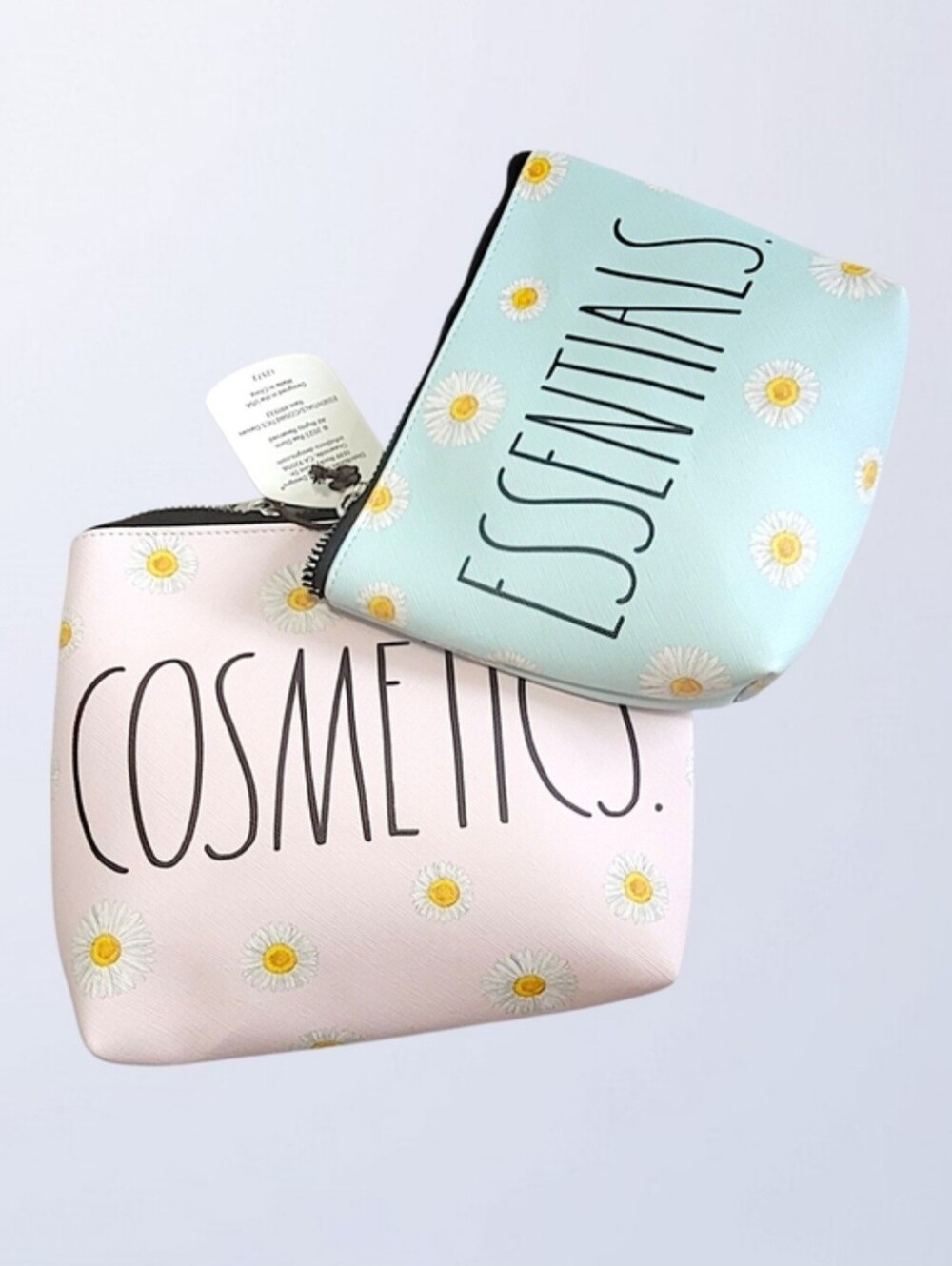 Rae Dunn Cosmetics & Essentials Daisy Pouches - Pink & Mint